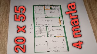 20 x 55 house design  4 marla house plan  4 marla home design [upl. by Devy]