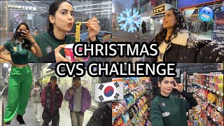 🇰🇷MYSTERY COLOR CVS CHALLENGE shopping in the snow ❄️ [upl. by Ecar]