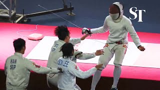 SEA Games fencing first Singapore wins historic gold in mens team epee [upl. by Darees928]