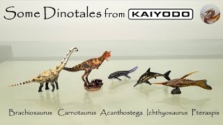 189 Some Kaiyodo Dinotales  Brachiosaurus Carnotaurus Acanthostega Ichythyosaurus Pteraspis [upl. by Sair]