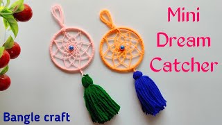 How to Make Mini Dream Catcher  Old Bangle Reuse Idea  Woolen Craft Idea [upl. by Danieu886]