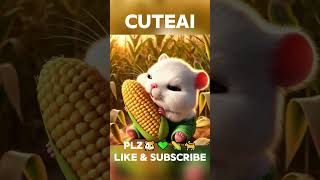 White Hamster vs Black zombie cat🐹💚🌽🐈cat cute [upl. by Cynthie]