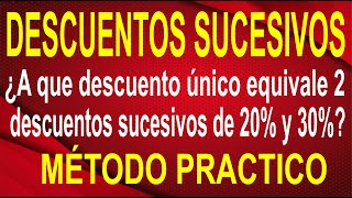 PORCENTAJES  Descuentos Sucesivos  20  30 es igual a  Usando TRUCO  Explicado Paso A Paso [upl. by Krause33]