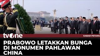 PRESIDEN PRABOWO SUBIANTO LETAKKAN BUNGA DI MONUMEN PAHLAWAN CHINA [upl. by Mokas]