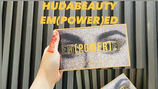 HUDABEAUTY EMPOWERED EYESHADOW PALETTENUDE amp GLITTER SHADESPRICE amp SWATCHESWORTH OR NOT🤔 [upl. by Ehudd]