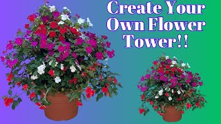 DIY Flower Tower ImpatiensQuick Easy Simple Steps to Creating Your Own Unique Flower Display [upl. by Bridge]