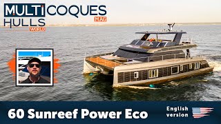 60 SUNREEF POWER ECO Powercat  Boat Review Teaser  Multihulls World [upl. by Carmena]