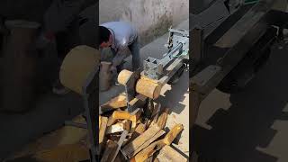 The process of splitting logs horizontally Good tools and machinery make work easy [upl. by Needan]