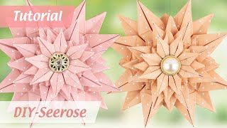 Seerosen aus Faltpapier basteln  OrigamiSternblüte  DIY paper folding art  Ideen mit Herz [upl. by Ytte]