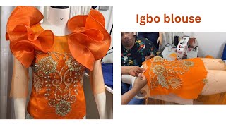 How to cut and sew Igbo blouse  George blouse tutorial [upl. by Jacquetta]