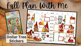 Dollar Tree Fall Gnome Stickers  Plan With Me  Planything  Happy Planner Spread [upl. by Eikcor]