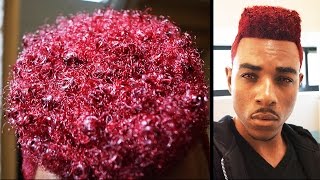 How to Dye your Hair Red without Bleach  360 Waves Hightop Fade w curls [upl. by Dazraf107]