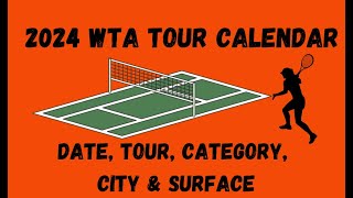 2024 WTA Tour Calendar  WTA 2024  Tennis  Womens Tennis Association  WTA Calendar [upl. by Dumanian]