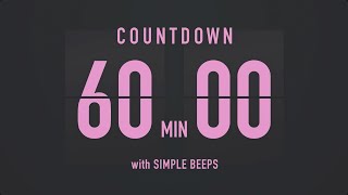 60 Minutes Countdown Flip Clock Timer  Simple Beeps 💕🖤 [upl. by Phillip]