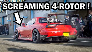 Amazing 4rotor Mazda FD RX7 26B 4rotor wankel sound LOUD [upl. by Hwang]