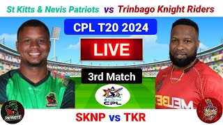 CPL Live  SKNP vs TKR Live  3rd Match  CPL T20 Live  Caribbean Premier League 2024 Live [upl. by Ehrlich]