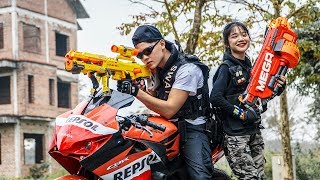 LTT Game Nerf War  Winter Warriors SEAL X Nerf Guns Fight Criminal Group Rocket Moto Bay [upl. by Arutak]