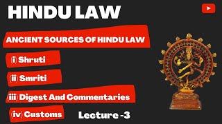 Ancient Sources of Hindu Law  What Is Shrutis  Smritis  Digest  Customs  Tika  Manusmriti [upl. by Gasperoni]