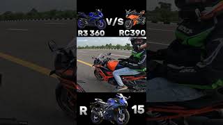 KTM RC 390 vs Yamaha R3 😳😱 Very close call bike viral shortsfeed shorts kingr15 viralmoment [upl. by Ybbil866]