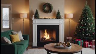 Warm amp Cozy Christmas FIREPLACE Ambience 🔥 Crackling FIREPLACE Sounds 4K with Spooky Fire [upl. by Corene]