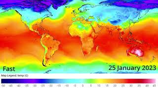 World Temperature Time Lapse Jan 2024 [upl. by Nolra]