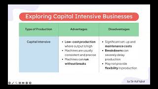 Labour Intensive and Capital Intensive Production  Section 4  As Level  Syllabus 2023 [upl. by Moon]