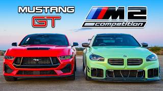 New Mustang V8 v BMW M2 DRAG RACE [upl. by Atkinson]