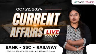 Daily Current Affairs LIVE 22 October  For Bank amp SSC Exams  By Shruthi  Veranda Race [upl. by Pisarik]