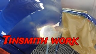 Damaged front fender Tinsmith work Тенекеджийство Straightening [upl. by Betsy]