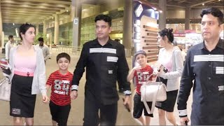 TSeries Owner Bhushan Kumar With Wife amp Actress Divya Khosla Kumaar amp Son Ruhaan Back After New Year [upl. by Aneba]