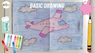 Learn how to draw and colour an Aeroplane ✈️ with 10years old pastel coloursSatisfying colouring [upl. by Lucania]