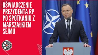 Oświadczenie Prezydenta RP Andrzeja Dudy po spotkaniu z marszałkiem Sejmu [upl. by Pavia480]