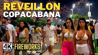 🇧🇷 COPACABANA NEW YEARS EVE CELEBRATION 4K ⁶⁰  RIO DE JANEIRO BRAZIL REVEILLON [upl. by Alleb]