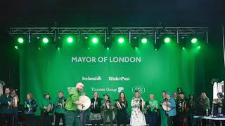 The London Bodhrán Band led By Ruairi Glasheen Performing At The London St Patricks Day170324 [upl. by Akemal]