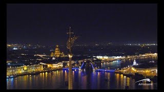 СанктПетербург ночью с воздуха StPetersburg at night [upl. by Ydnew165]