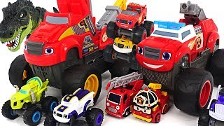 Blaze and the Monster Machines Transforming Fire Truck Defeat the dinosaurs DuDuPopTOY [upl. by Norrehc]