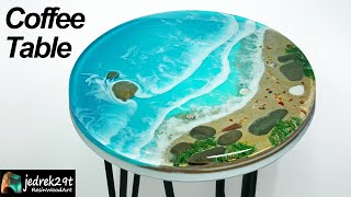 How to make an EPOXY OCEAN TABLE  resin art [upl. by Edra]