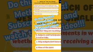 Research Methods Quiz Test yourself psychology shorts youtube viralvideo trending ytshorts [upl. by Niwroc]