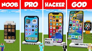 Minecraft WORKING IPHONE 15 PRO MAX HOUSE BUILD CHALLENGE  NOOB vs PRO vs HACKER vs GOD [upl. by Gazzo]