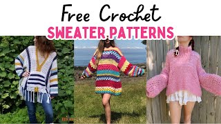 25 FREE Crochet Sweater Patterns  Easy Crochet Pullover Patterns crochet crochetsweater [upl. by Dominik]