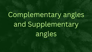 Complementary and Supplementary angles  how to find the complementary angles Supplementary angles [upl. by Ender77]