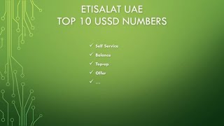 Etisalat UAE Top 10 ussd codes [upl. by Atteuqcaj806]