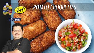 Potato croquettes  Easy starter  Evening time snacks  Chef Venkatesh Bhat  lunch box snack [upl. by Dryden]