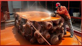 Man Transforms Massive Tree Log into Amazing Table  by WoodworkingCraftsman [upl. by Enneiluj351]