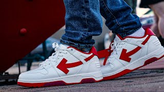 OFFWHITE Red Out of Office Leather Sneakers On foot review [upl. by Bandeen624]