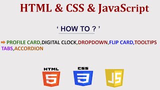 HTMLCSSJavaScript How to Make  Profile CardDigital ClockDropdownFlip CardTabsAccordion [upl. by Adaurd]