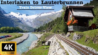 Cab Ride  Interlaken to Lauterbrunnen Switzerland  Train Driver View  4K HDR [upl. by Ulrich143]