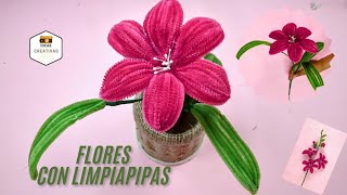 Flores con Limpiapipas  manualidades con Limpiapipas  Flores para regalar [upl. by Nahgem]