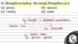 In Mangifera indica the word Mangifera is a a genus b species [upl. by Gaelan393]