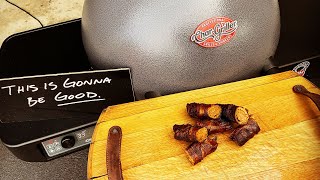 Bacon Wrapped Shotgun Shells Stuffed with Sausage Onion ZucchiniCheese  Chargriller Auto Kamado [upl. by Harpole438]